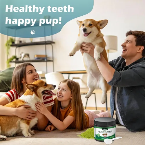 Miniatura 7 de Polvo de limpieza de dientes de perro, polvo dental para perros y gatos, ambientador de aliento para perros, mal aliento y removedor de sarro