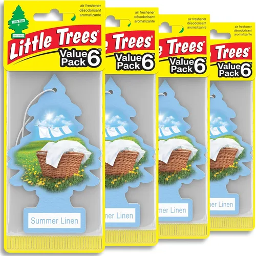 LITTLE TREES Ambientador de coche | Árbol colgante que proporciona un aroma de larga duración para el automóvil y el hogar | Lino de verano, 24