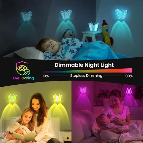 Miniatura 4 de LOFTEK Luz Nocturna de Mariposa, Luz Nocturna Recargable con Sensor de Movimiento, 2 Modos de Color y Luz Nocturna RGB Ajustable, Se Pega