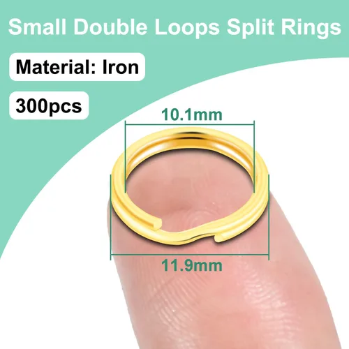 Miniatura 2 de 300 llaveros pequeños dorados de 1/2 pulgada, anillos divididos de doble bucle, mini llavero de metal para llavero, etiqueta de collar de mascotas