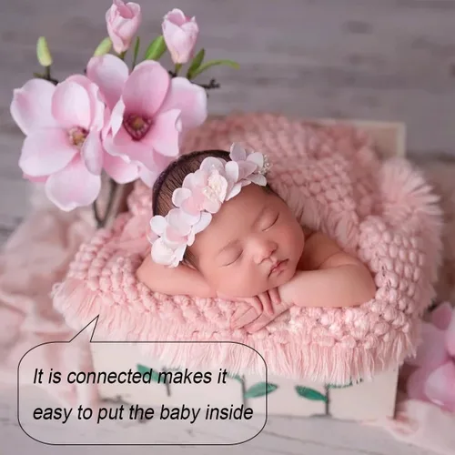 Miniatura 41 de Zeroest Accesorios para fotografía de bebé, canasta trenzada de lana de oveja para recién nacidos, relleno de canasta para sesión de fotos