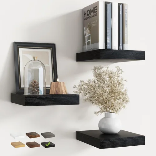 Estantes flotantes para pared con soportes invisibles, estantes de madera de ingeniería montados en la pared con grano de madera para sala de estar,