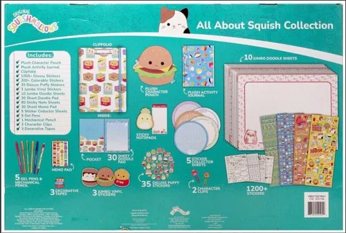 Miniatura 3 de Fashion Angels Squishmallows All About Carl The Cheeseburger - Juego de papelería - Incluye bolsa para lápices Carl - más de 1200 calcomanías