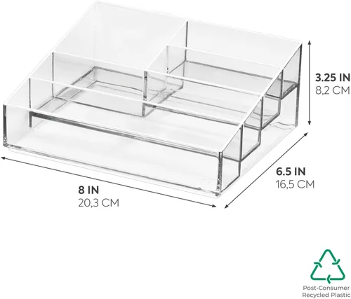 Miniatura 2 de iDesign The Sarah Tanno Collection - Organizador de cosméticos y esmaltes de uñas de plástico, 5 compartimentos, transparente