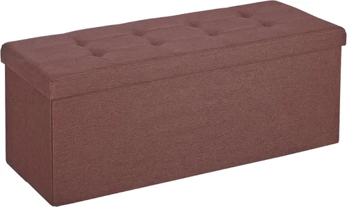 Miniatura 11 de ZenStyle Banco otomano de almacenamiento de 43 pulgadas, reposapiés plegable con asiento acolchado, baúl de almacenamiento largo para zapatos