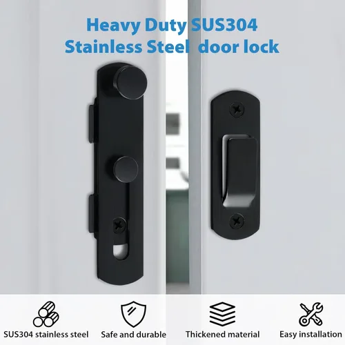 Miniatura 4 de Alise 2 pestillos de puerta abatibles, cerradura de puerta de seguridad de 4 pulgadas para valla de madera de granero, puertas francesas Negro mate