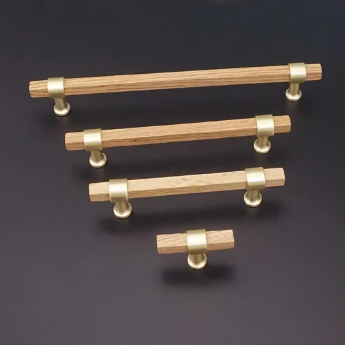 Miniatura 3 de Tiradores cuadrados de madera de 3.78 pulgadas para cajones, pomos de gabinete de cocina, pomos de latón para pomos de puerta de tocador