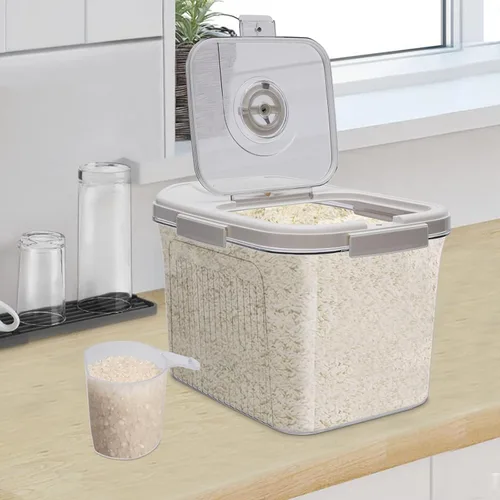Miniatura 2 de Recipientes de alimentos de plástico con tapa y temporizador, contenedores de almacenamiento de alimentos herméticos para cocina, con taza medidora