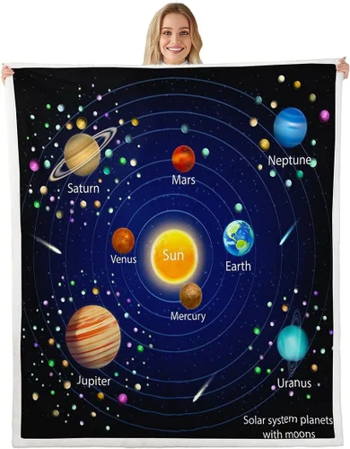 Miniatura 13 de Feelyou Manta de forro polar de sol y luna, estilo bohemio Sherpa para niños, niñas, felpa cósmica celestial mullida para sofá, cama, sofá, 40 x 50