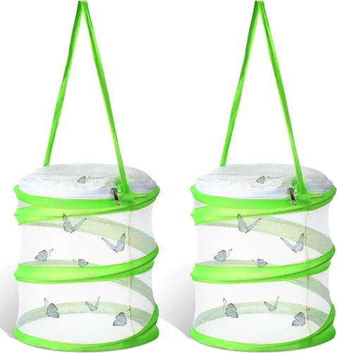 Sherr Jaula de malla transparente para hábitat, 2 unidades, terrario plegable, 6.2 x 7.1 pulgadas (verde)