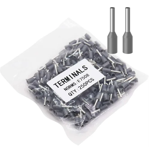 Miniatura 12 de Fidioto AWG12 Casquillos de Alambre Terminales, juego de 250 piezas AWG12 Conector de Terminal de Alambre con Pin Aislado para Terminales de Punta