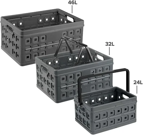 Miniatura 4 de Sunware - Caja plegable cuadrada con asa (32 litros), color negro antracita