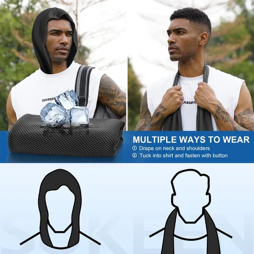 Miniatura 5 de Sukeen Toalla de enfriamiento con capucha, toallas de enfriamiento para cuello y cara, de secado rápido, absorbente, protección UV, envolturas