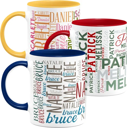 Miniatura 18 de Tazas de café personalizadas con arte de nube de palabras, 12 colores y 9 fuentes artísticas, 11 onzas. Regalos personalizados para parejas, hombres