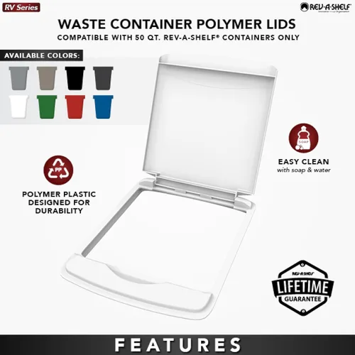 Miniatura 3 de Rev-A-Shelf Tapa de bote de basura de 50 cuartos de galón para debajo del fregadero para gabinete de cocina y baño, solo tapa de cubo de basura