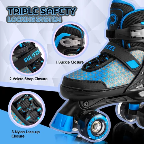 Miniatura 3 de SULIFEEL Patines para niñas y niños, 4 tallas ajustables con ruedas iluminadas, patines seguros y divertidos para niños, mejor regalo