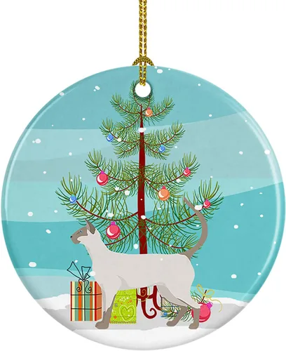 Miniatura 199 de Caroline's Treasures Adorno de cerámica con texto en inglés "Merry Christmas" para colgar en el árbol de Navidad, decoración para el hogar, Navidad