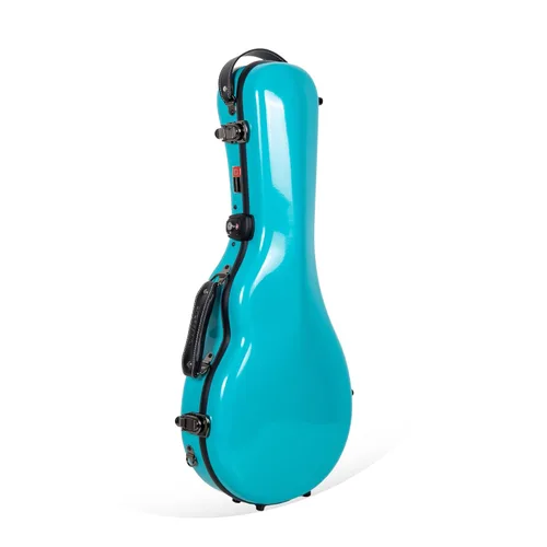 Miniatura 11 de Crossrock Estuche de mandolina de fibra de vidrio – contorneado para estilo F (se adapta a Gibson F5) Brillo plateado, terciopelo verde bosque
