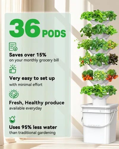 Miniatura 3 de Kit de sistema de cultivo hidropónico vertical sjzxuv, kits de sistema de jardinería interior y exterior, torre de cultivo de hierbas y frutas, 6