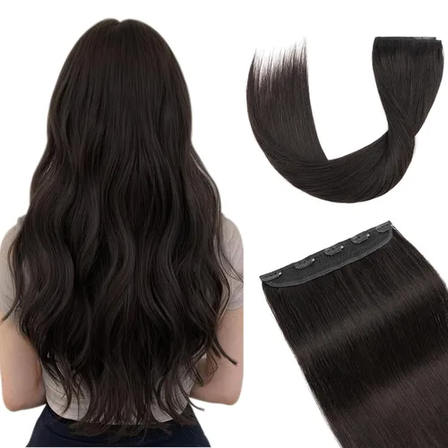 Miniatura 30 de Extensiones de cabello con clip, cabello humano Remy, extensiones de cabello largo lacio de una pieza con 5 clips, con gancho para colgar