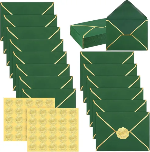Miniatura 9 de 50 sobres A7, sobres para tarjetas de 5 x 7, sobres con solapa en V y borde dorado para tarjetas de invitación de boda, graduación, baby shower