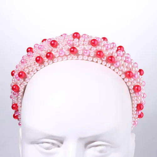 Miniatura 6 de Diademas de cristal para mujer, diadema acolchada de perlas para el día de San Valentín, con diamantes de imitación y perlas de imitación