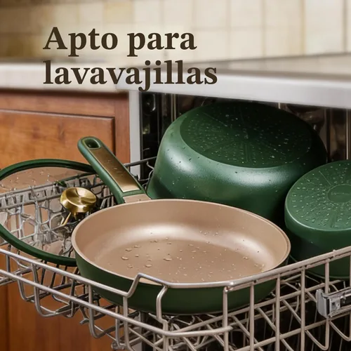 Miniatura 6 de CAROTE Juego de ollas y sartenes antiadherentes, juego de utensilios de cocina, 16 piezas antiadherentes, utensilios de cocina de inducción no Verde