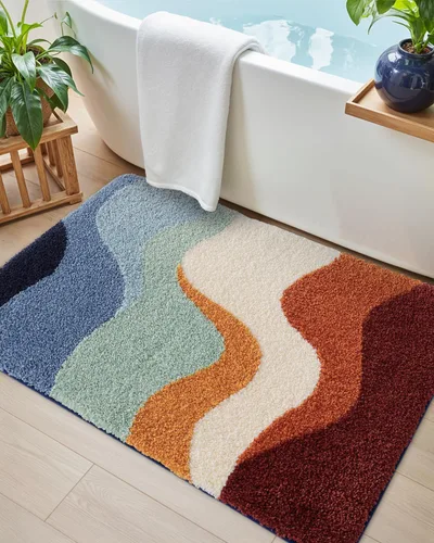 Miniatura 20 de DEXI Alfombras de baño antideslizantes, de 16 x 24 pulgadas, lavables de microfibra, tapete de baño de secado rápido, absorbente ultra suave