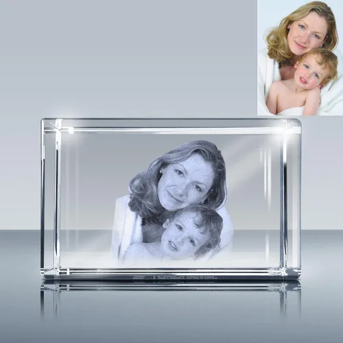Goodcount Imagen de grabado láser personalizada en rectángulo de cristal, cubo de vidrio de imagen personalizada, foto grabada en regalo de vidrio