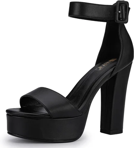 IDIFU - Tacones de plataforma de 5pulgadas para mujer, sandalias Sabrina IN5 de tacón alto y grueso, correa de tobillo, zapatos sexis y elegantes