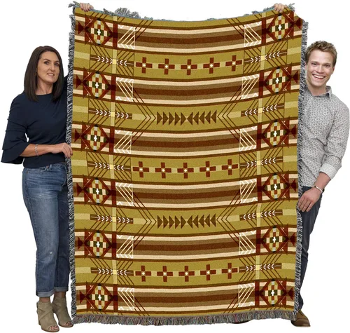 Miniatura 20 de Pure Country Weavers Antelope Ridge Earth - Manta inspirada en los nativos americanos del suroeste, manta de tapiz de regalo tejida de algodón