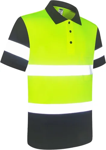 Miniatura 2 de Camisa de seguridad para hombre, camiseta reflectante de alta visibilidad, de secado rápido, transpirable, suave Amarillo+negro-01