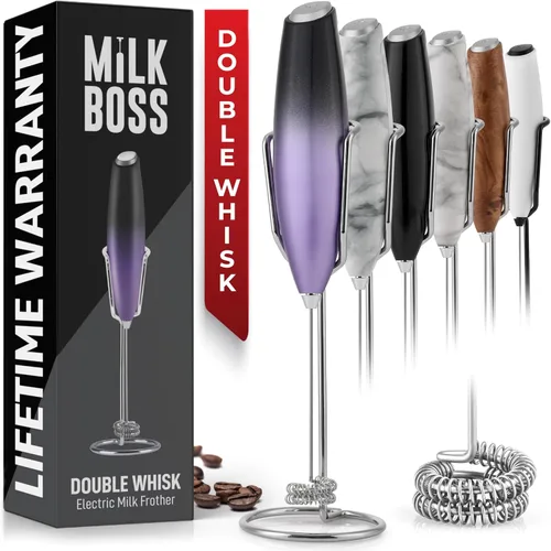 Miniatura 3 de Milk Boss Espumador de leche para café, batidor de matcha de agarre cómodo con baterías incluidas, mezclador eléctrico de matcha y mezclador