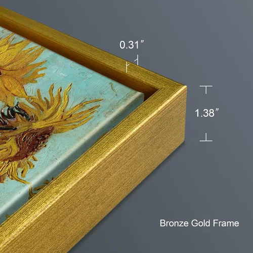 Miniatura 2 de Wieco Art Arte de pared enmarcado de girasol por Vincent Van Gogh Pinturas Reproducción abstractas impresiones en lienzo para decoración del hogar