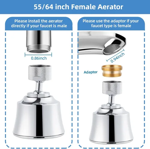 Miniatura 4 de Hygie Rinse Cabezal de repuesto para grifo de fregadero de cocina, accesorio rociador de 4 rociadores con 2 juntas de bola, giro de ángulo grande