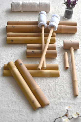 Miniatura 3 de Herramientas de masaje de madera de bambú, juego de 14 rodillos y palos de bambú, kit de terapia de relajación corporal