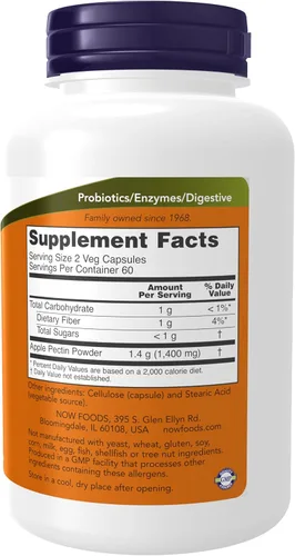 Miniatura 2 de NOW Foods Suplementos, Pectina de Manzana 700 mg, Fibra Dietética, Apoyo Intestinal*, 120 Cápsulas Vegetales