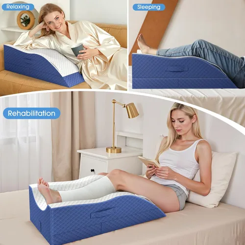 Miniatura 7 de TranquilRelax Almohadas de elevación para pierna después de la cirugía, almohada de cuña ajustable de espuma viscoelástica para lesiones o descanso