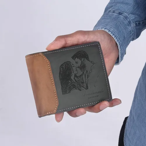 Miniatura 17 de Carteras personalizadas para hombres, cartera personalizada para hombre con imagen grabada y nombre, billetera delgada de cuero plegable, regalos
