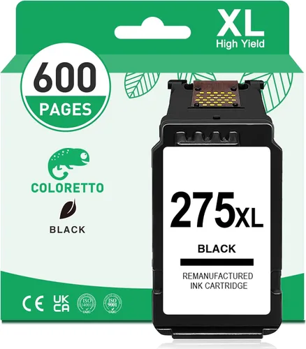 COLORETTO PG-275XL Cartuchos de tinta negra para Canon 275 Cartuchos de tinta negra 275XL para impresoras Canon TS3722 TS3720 TR4700 TR4720 TS3522