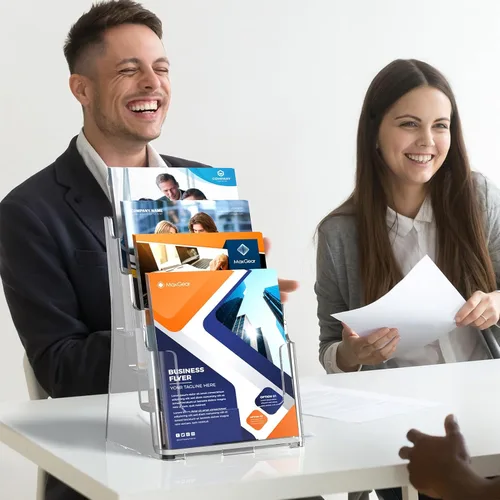 Miniatura 9 de MaxGear Soporte acrílico para folletos de 8.5 x 11 pulgadas, organizador de literatura transparente de 4 niveles, soporte para revistas, con divisor