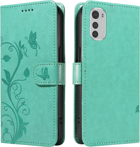 Miniatura 78 de Funda para Motorola Moto E22/E22i, piel sintética, con tarjetero y correa para la muñeca, a prueba de golpes, funda magnética para Motorola Moto Rojo