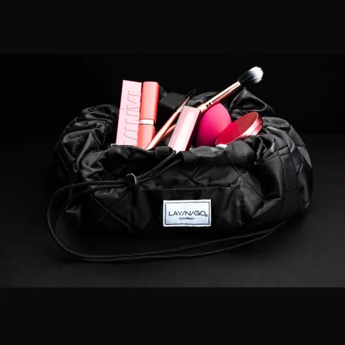 Miniatura 2 de Lay-n-Go Cosmo Layflat - Organizador de cosméticos y maquillaje con cordón y bolsillo con cremallera, bucles para cepillos y más, se ajusta