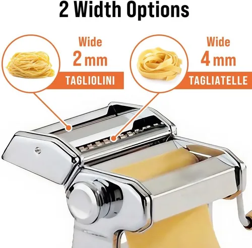 Miniatura 3 de Japard Máquina de pasta ajustable, 6 espesores, ajustes de ancho de 0.079 pulgadas, fácil de limpiar, montaje en mesa, fabricación de fideos caseros