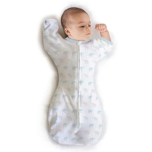Miniatura 13 de Amazing Baby - Saco de transición para envolver al bebé, mangas de media longitud con brazos hacia arriba y puños de mitones, manta portátil para En