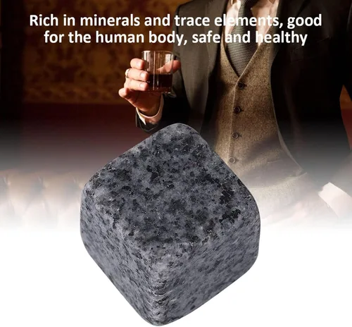 Miniatura 3 de Juego de regalo de piedras de whisky con 9 piezas de piedras y caja, cubos de hielo reutilizables, juego de granito natural, piedras para enfriar