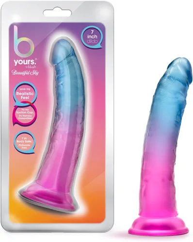 Miniatura 8 de Juguetes sexuales para adultos, B Yours Stella Blue, consolador de tacto real de 6.5 pulgadas de largo y 1.25 pulgadas de ancho, compatible con Azul