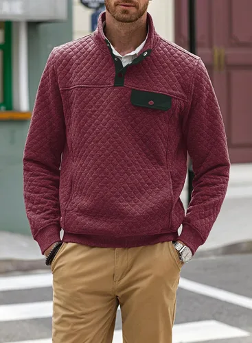 Miniatura 8 de JMIERR Sudadera acolchada para hombre, casual, de manga larga, cuello alto, con botones