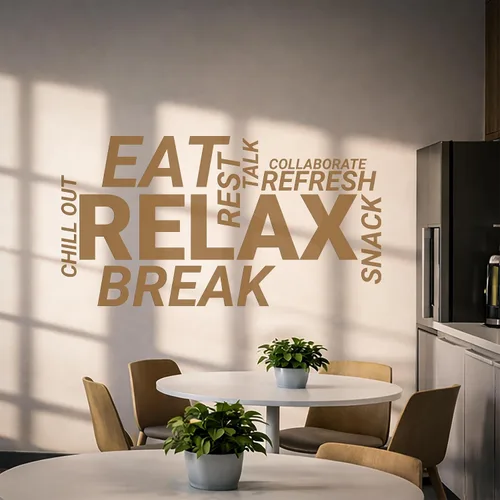 Miniatura 6 de Vinilo adhesivo de pared para sala de descanso, oficina, palabras, nube, cocina, relax, sala de estar, decoración de snack bar, calcomanías de idea
