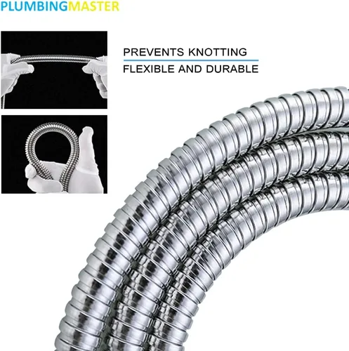 Miniatura 4 de Reemplazo de manguera de cabezal de ducha de mano de acero inoxidable de 79 pulgadas con tuerca de latón extensión de manguera de ducha flexible